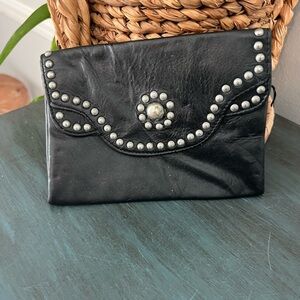 Free People Studded Black Leather Belt Bag. Soft leather